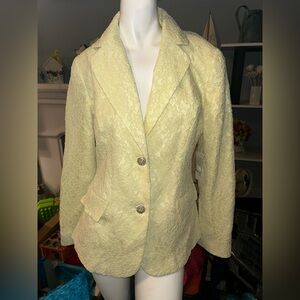 NEW WITH TAG VINTAGE Together Spiegel 1990’s YELLOW Lace Overlay 2 BUTTON BLAZER